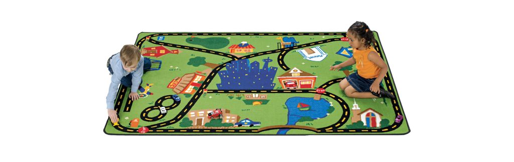 Commercial roads and city play rug