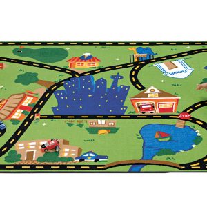 Commercial roads and city play rug